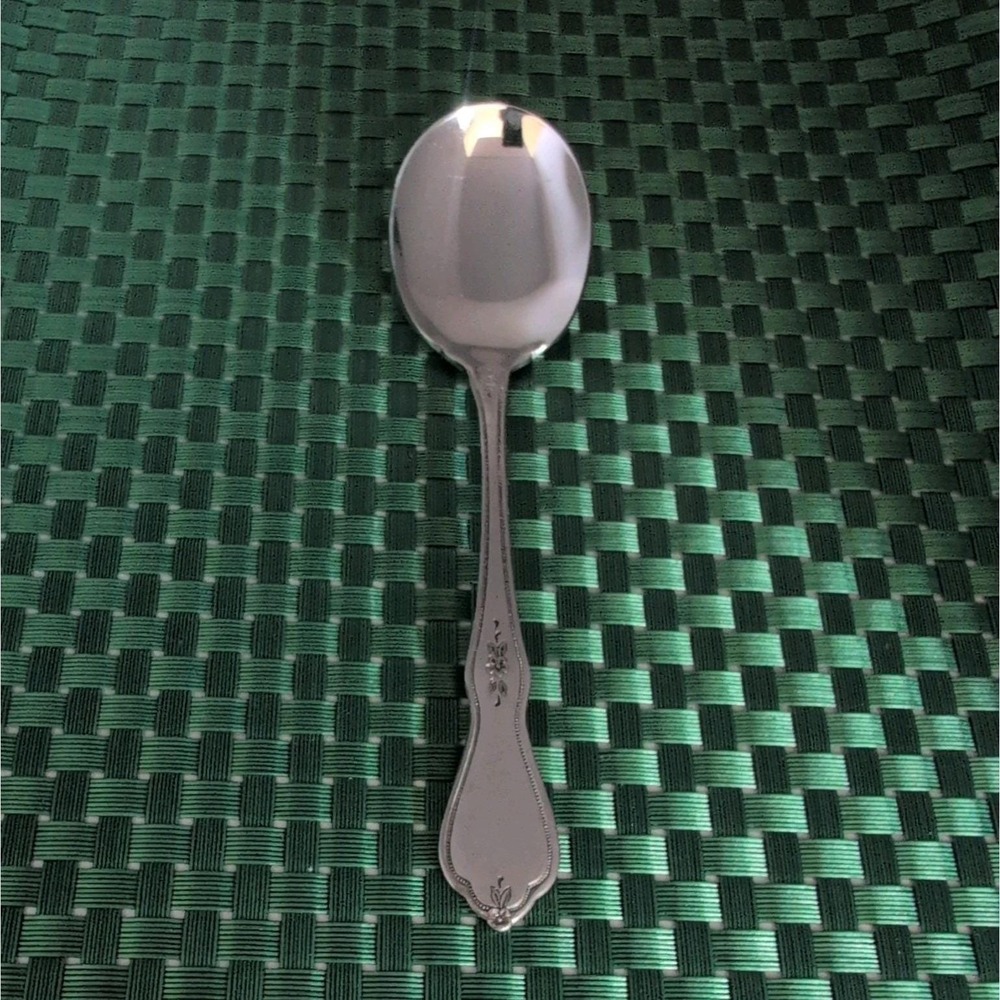 1 Oneida MORNING BLOSSOM Sugar Spoon Single Pc Stainless Burnished Floral USA